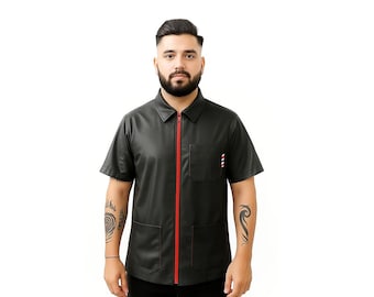 Handmade Barber Jacket: Durable Memory Fabric, Unisex Salon Smock