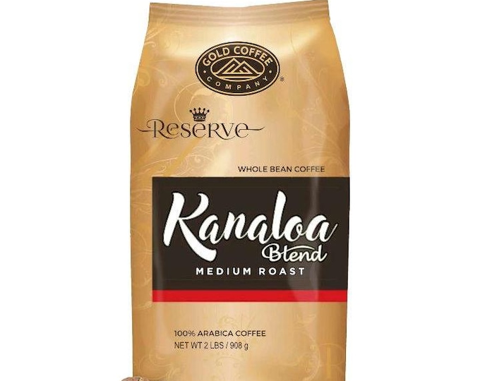 Gold Coffee Arabica Brazil Kanaloa Blend Medium Roast Whole Bean Coffee 2 lbs