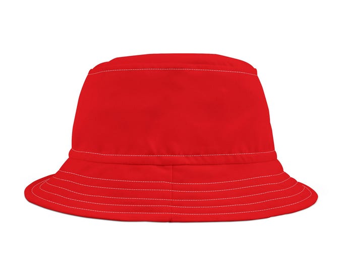 Vibrant Red Bucket Hat - Summer Style, Beachwear, Festival Accessory, Unisex Hat, Outdoors, Vacation, Gift Idea