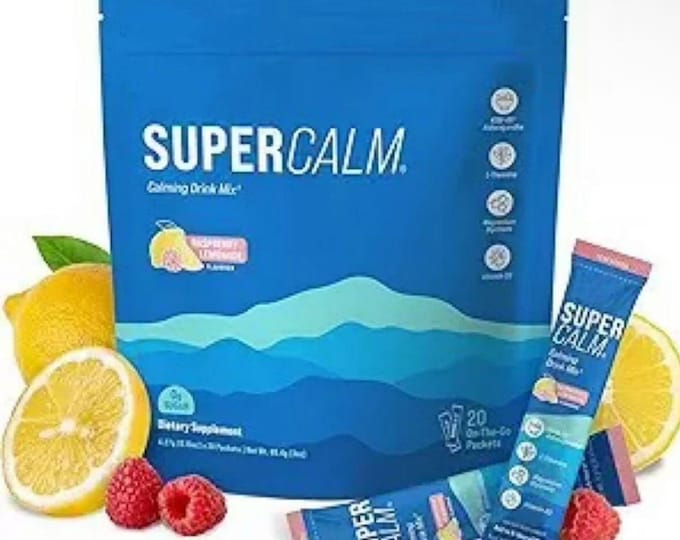 Super Calm Raspberry Lemonade Powdered Drink Mix Dietary Supplements 20 Packs