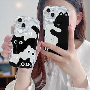 Black Cat Phone Case – Cute Cartoon Cover for Samsung Galaxy S24 S23 A Series