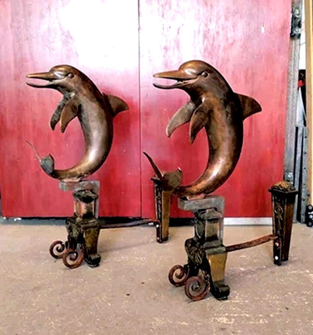 Large FIREPLACE Dolphin Andirons! *unique! - Etsy