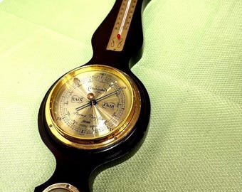 JASON BANJO BAROMETER in Excellent Working Shape! 19" Inches Tall * Retro Wall Hanger