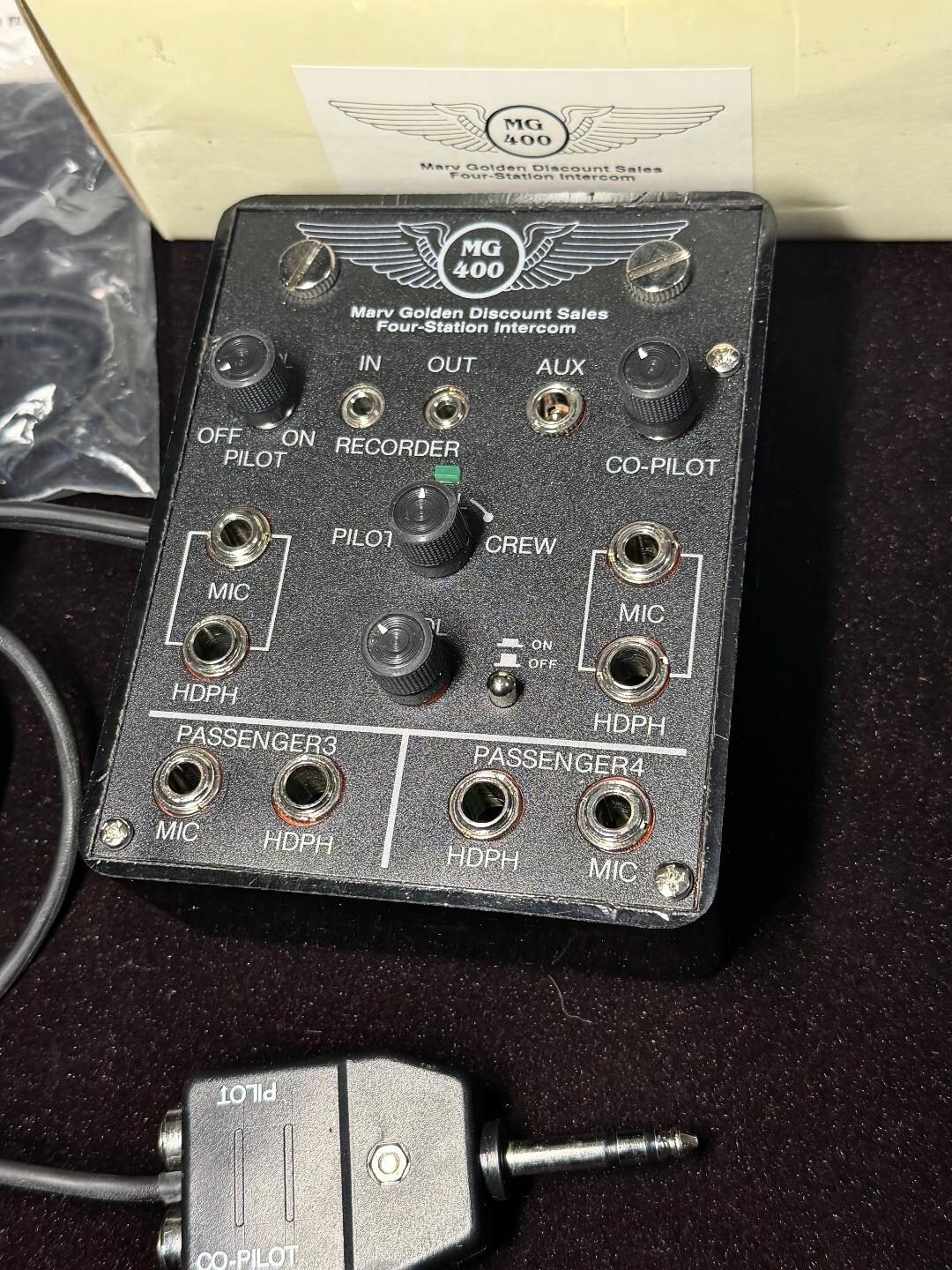 Pilot Avionics PA-400 3BL Portable 4-place Intercom *USED / NOS ...