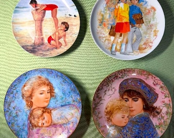 Platos decorativos coleccionables KNOWLES Signature, c. 1980, JUEGO DE 4 *¡IMPECABLES!