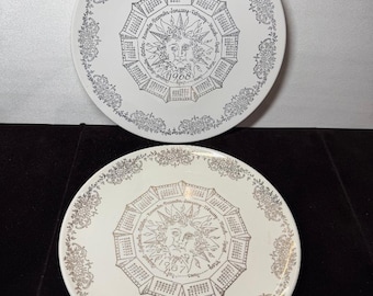 Two Vintage 1960's Calendar Plates
