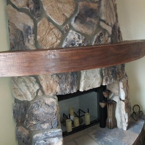 FIREPLACE R0UND WOODEN MANTLE Hand Made / Mounts to Wall on the Ends / Holds 75 Lbs.