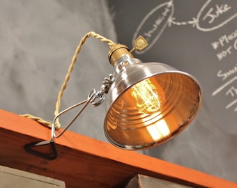 Vintage Industrial Clamp Lamp - Wall or Shelf Mount Task Light - Steampunk Lamp - Clamp Light - Pharmacy Lamp - Cafe Lighting