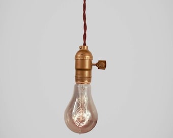 Vintage Pendant Light - Cloth Cord Industrial Hanging Lamp - Bare Bulb Minimalist Light Socket Antique - Swag Victorian Chandelier