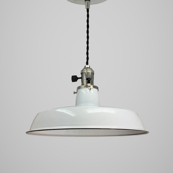 Vintage Industrial Pendant Light - Pendant Lamp w/ Benjamin Warehouse Shade - Kitchen Island Factory Light - Swag - Hanging Chandelier