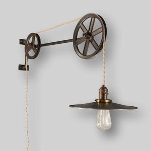 Vintage Industrial Pulley Lamp - The Draftsman - Antique Pulley Light - Drafting Table - Steampunk Lamp - Industrial Lighting - Workshop