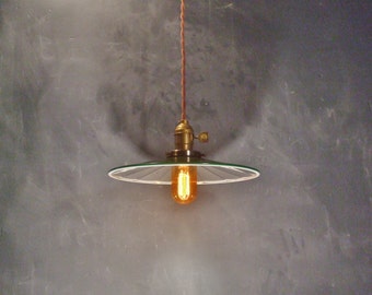 Vintage Industrial Hanging Light w/ Mirrored Steel Shade - Machine Age Reflector Bare Bulb Pendant Lamp,