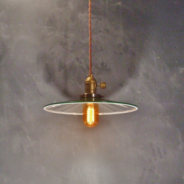 Vintage Industrial Hanging Light w/ Mirrored Steel Shade - Machine Age Reflector Bare Bulb Pendant Lamp,