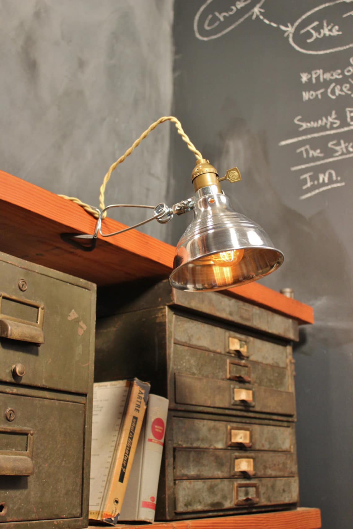 Vintage Industrial Clamp Lamp Wall or Shelf Mount Task Light Etsy