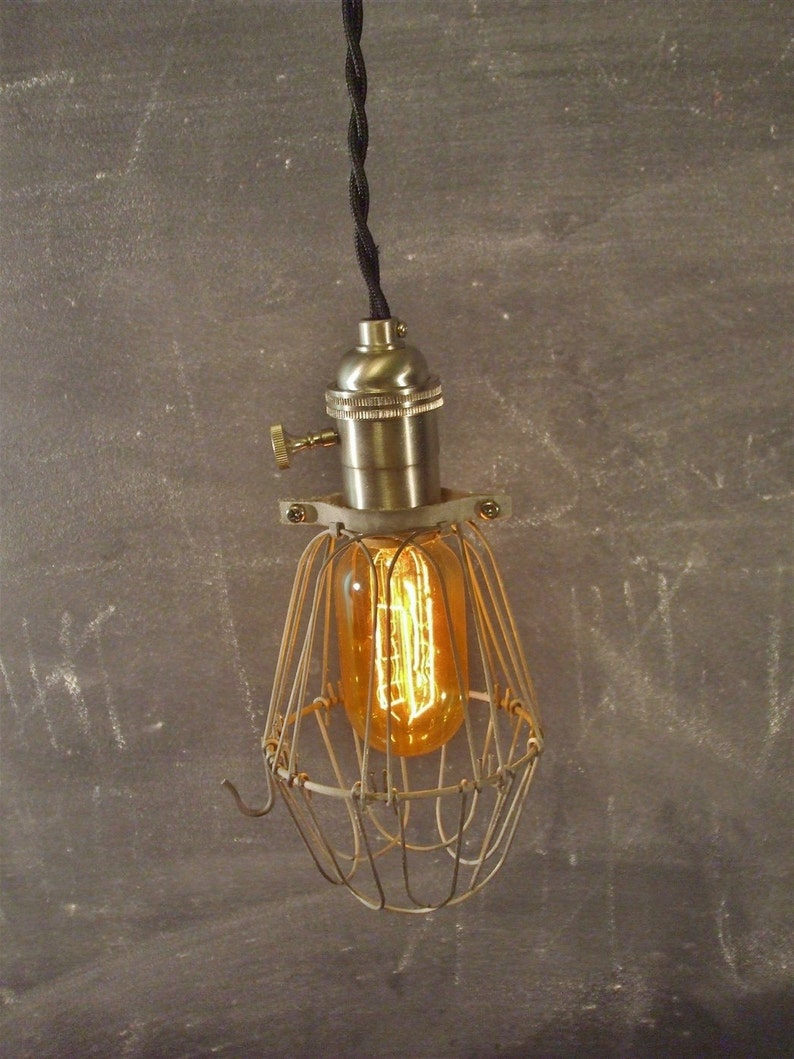 Vintage Industrial Style Cage Light Machine Age Minimalist Pendant Lamp Industrial Lighting image 1