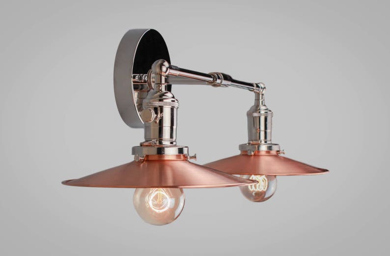 Vintage Art Deco Double Sconce Copper Wall Sconce Wall Etsy