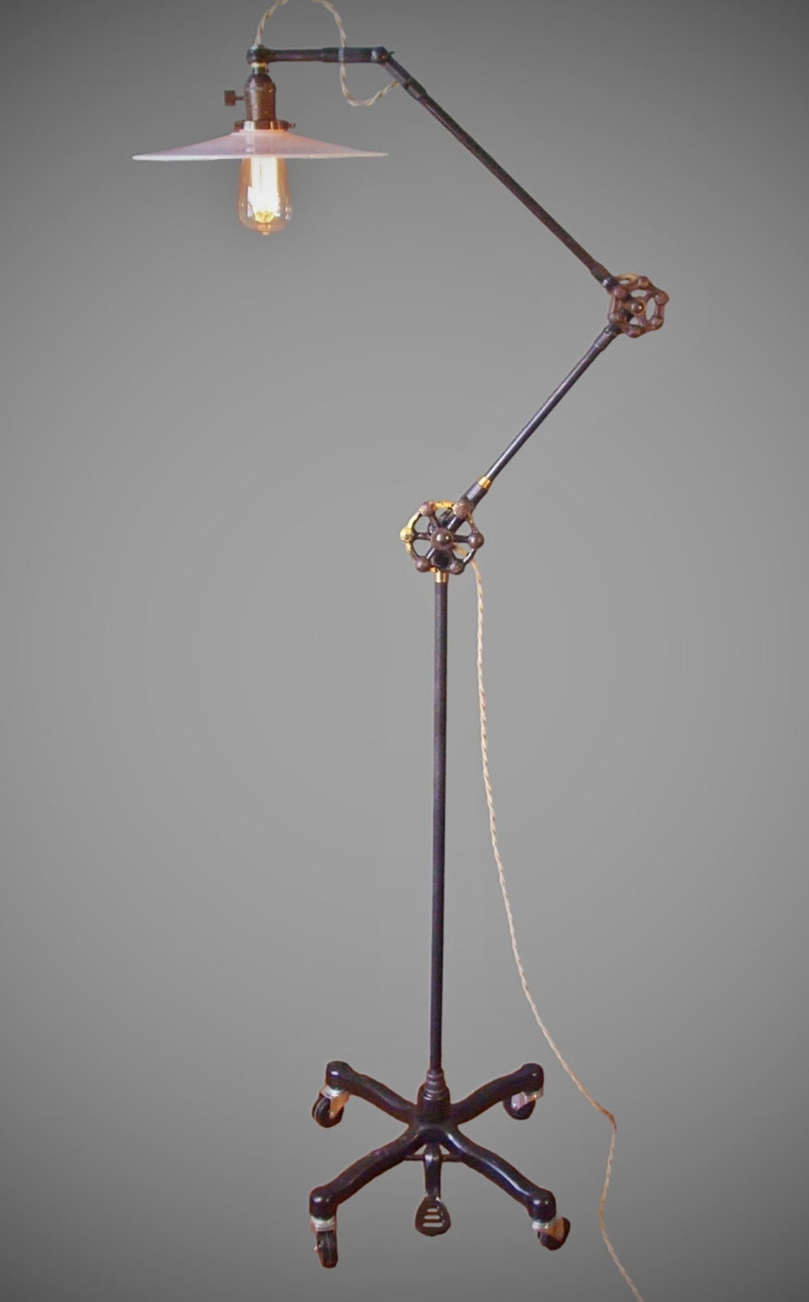 Vintage Industrial Floor Lamp Machine Age Task Light Cast Etsy