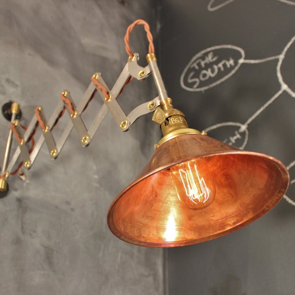 Vintage Industrial Scissor Sconce - Expandable Accordion Lamp - Industrial Lighting - Pendant Lamp - Edison Bulb - Steampunk