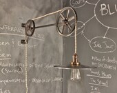 Vintage Industrial Pulley Lamp - The Draftsman - Antique Pulley Light - Drafting Table - Steampunk Lamp - Industrial Lighting - Workshop