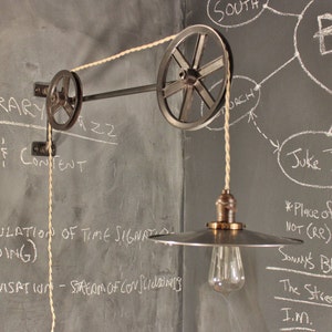 Vintage Industrial Pulley Lamp - The Draftsman - Antique Pulley Light - Drafting Table - Steampunk Lamp - Industrial Lighting - Workshop