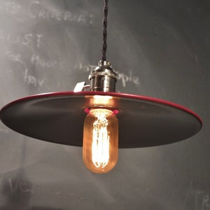 Industrial Lighting Vintage Hanging Light Minimalist Pendant Lamp Flat Steel Shade Steampunk Lamp Cafe Lighting Swag Ceiling Light image 2