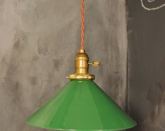 Vintage Speakeasy Pendant Light with Steel Cone Shade - Industrial Hanging Lamp - Swag Ceiling Light - Industrial Cafe Lighting - Apothecary