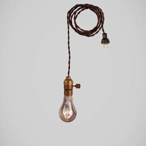Lampada a sospensione vintage - Lampada a sospensione industriale con cavo in tessuto - Lampadina nuda, attacco minimalista, antico - Lampadario vittoriano Swag