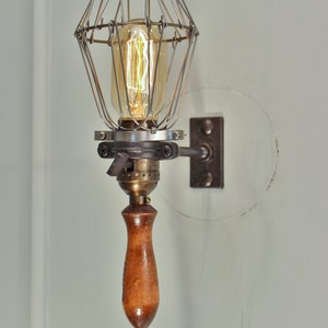 Vintage Industrial Cage Light with Wall Mount Machine Age Pendant Trouble Lamp Sconce Industrial Lighting image 3