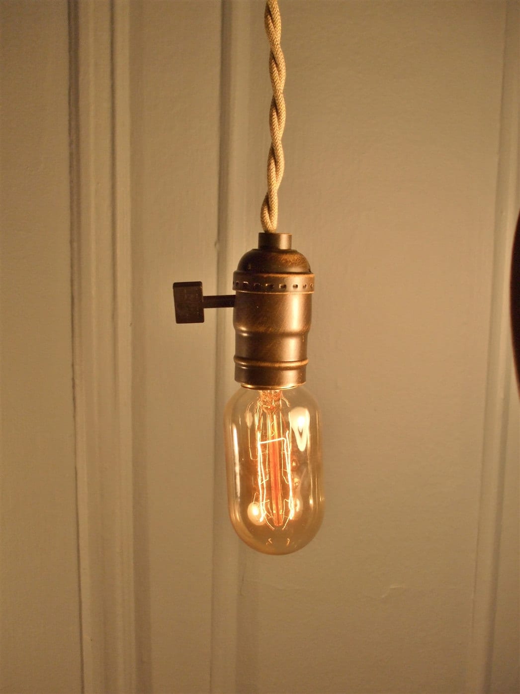 Lampe À Suspension Industrielle Vintage - Ampoule Nue, Douille De Lumière Minimaliste, Cordon En Tissu Antique Éclairage Industriel Suspension