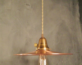 Vintage Industrial Pendant Lamp with Flat Shade - Multiple Options