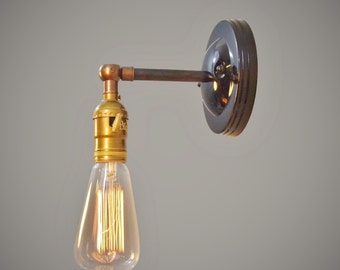 Industrial Lighting - Vintage Brass Sconce - Art Deco Swivel Lamp - Steampunk Wall Light - Victorian - Pendant Light