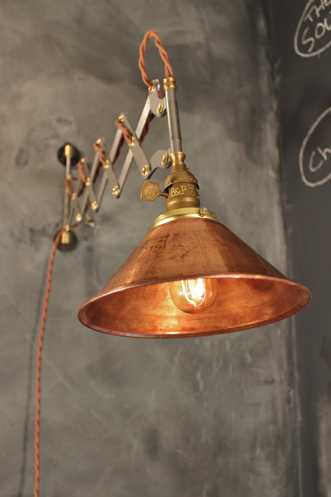 00's メタルアッパーライト ヴィンテージ Y2K モダン Industrial Lighting - Vintage Steel Scissor Lamp - Expandable
