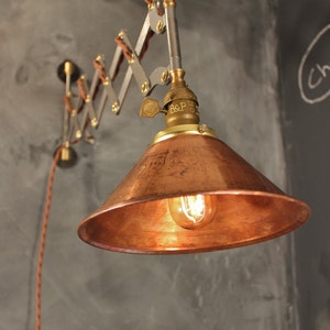 Industrial Lighting - Vintage Steel Scissor Lamp - Expandable Accordion Lamp - Steampunk Lamp - Pharmacy Lamp - Apothecary - Antique Sconce