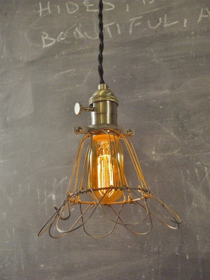 Vintage Industrial Style Cage Light Machine Age Minimalist Pendant Lamp Industrial Lighting image 2