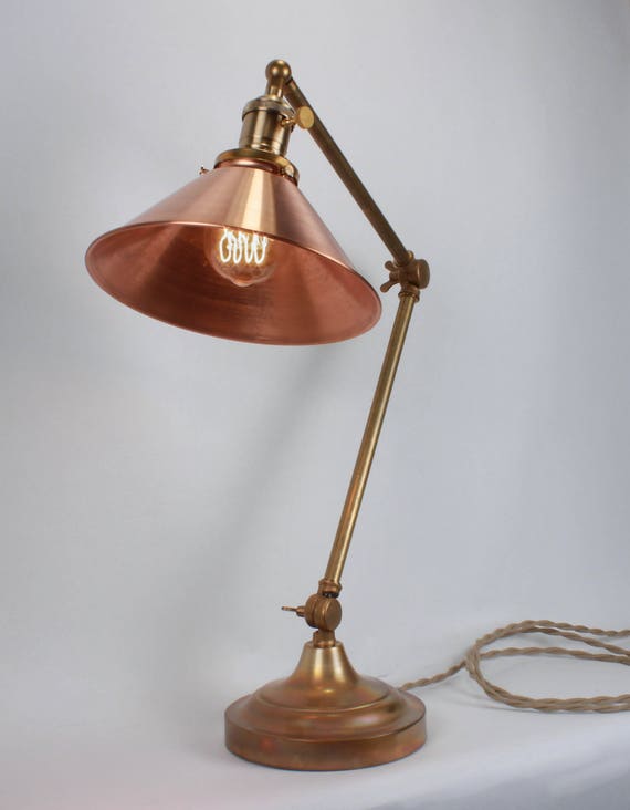 Vintage 12.5” Copper Colored Metal Electric Lantern Desk Lamp Novelty Light