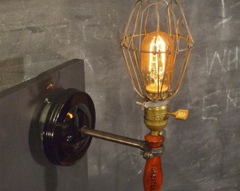 Vintage Industrial Lamp - Cage Light with Wall Mount - Trouble Light Sconce - Cage Lamp - Sconce - Wall Light - Industrial Lighting Pendant