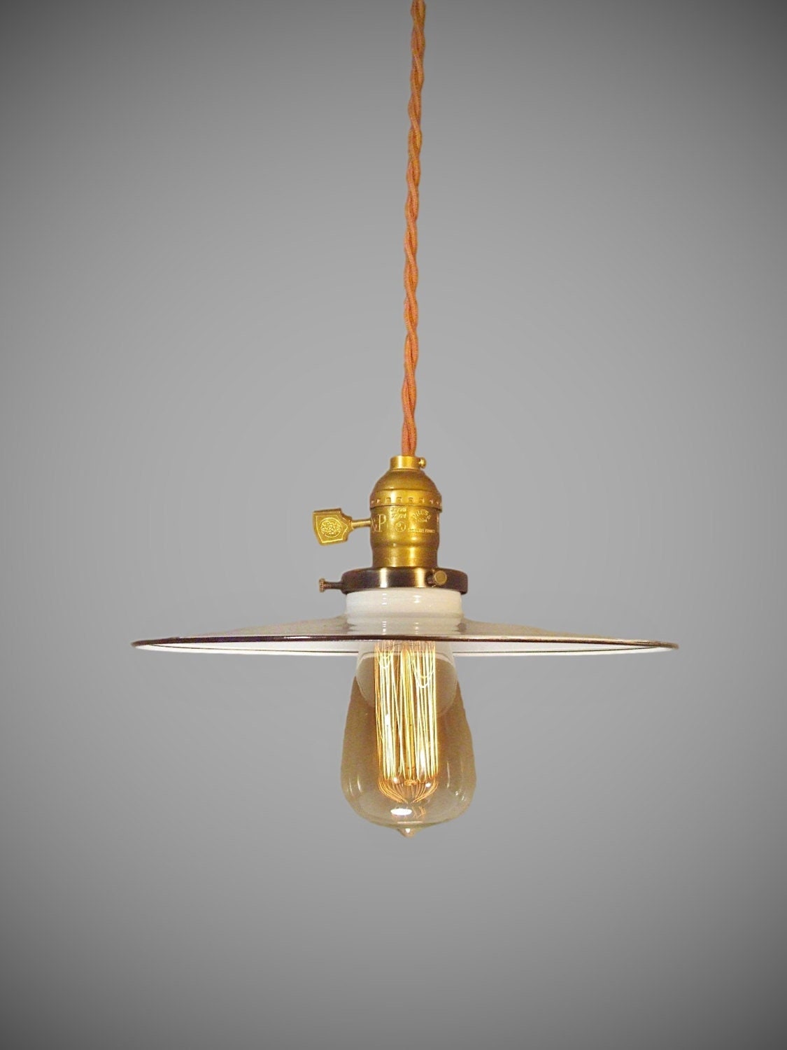 Suspension Industrielle Vintage - Lampe À Suspension Ampoule Nue Minimaliste De L'âge La Machine, Abat-Jour En Acier Plat