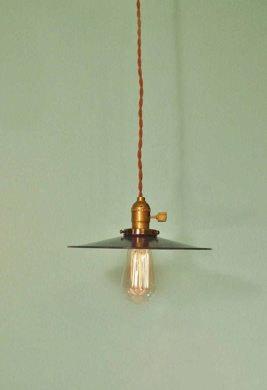 Suspension Industrielle Vintage - Lampe À Suspension Ampoule Nue Minimaliste De L'âge La Machine, Abat-Jour En Acier Plat