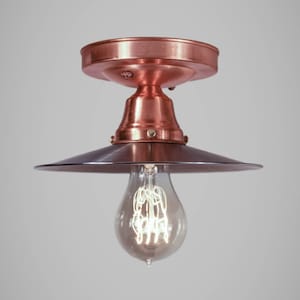 Vintage Industrial Copper Flushmount Ceiling Light - Antique Art Deco Victorian Sconce - Cafe Light - Pharmacy Kitchen Steampunk Laboratory