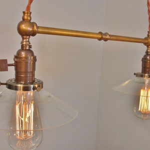 Twin Pendant Lamp W/ Glass Shades - Vintage Industrial Ceiling Fixture ...