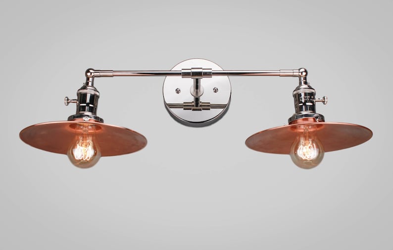 Vintage Art Deco Double Sconce Copper Wall Sconce Wall Etsy