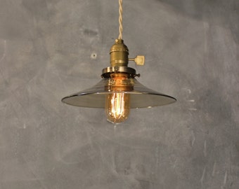 Smoked Glass Pendant Lamp - Vintage Industrial Hanging Light