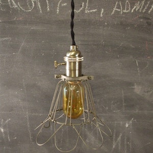 Vintage Industrial Style Cage Light Machine Age Minimalist Pendant Lamp Industrial Lighting image 3