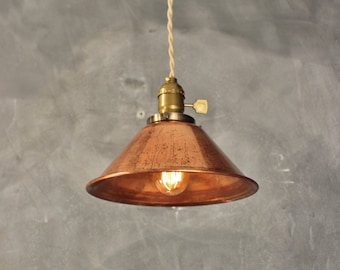 Weathered Copper Pendant Lamp - Vintage Industrial Hanging Light - Ceiling Lamp - Industrial Chandelier - Copper Lamp Shade Pendant Lamp