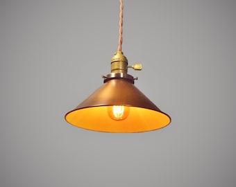 Vintage Industrial Hanging Light with Steel Cone Shade - Machine Age Minimalist Bare Bulb Pendant Lamp