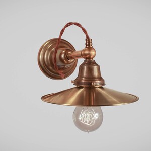 Antique Victorian Wall Sconce - Art Deco Lamp w/ Glass Holophane - Steampunk Light - Pharmacy Cafe Hallway Bedside Kitchen Bathroom image 5
