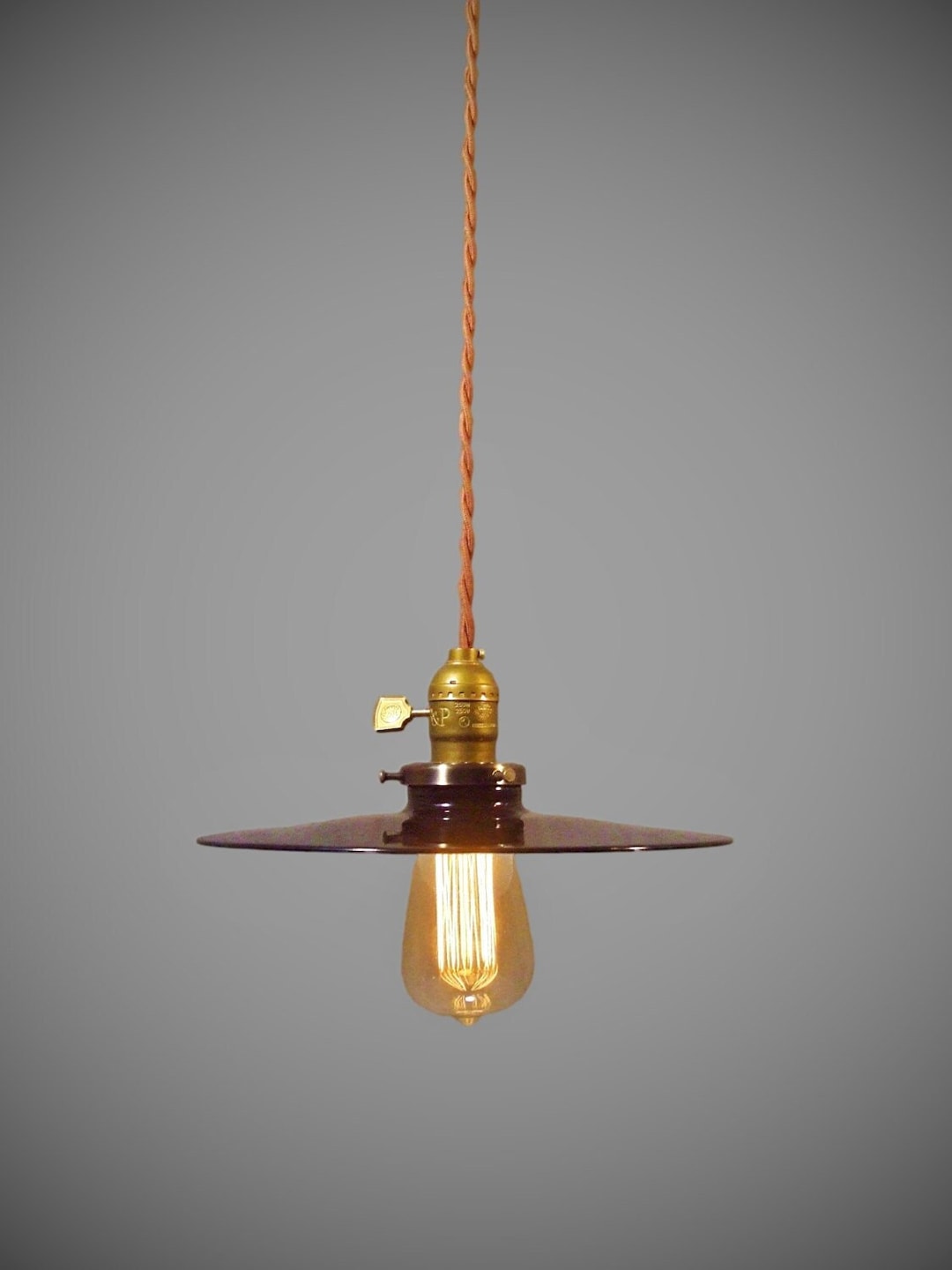 Vintage Industrial Hanging Light - Machine Age Minimalist Bare Bulb ...