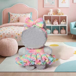 Crochet 17cm Doll Outfit – 4 Styles to Choose From | Handmade Halter Dress & Bow Headband Set | Doll Clothes for Display, Gift, Collectors