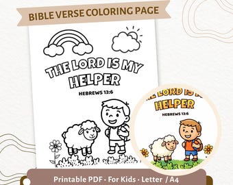 Der Herr ist mein Helfer Malseite für Kinder | Hebräer 13: 6 Bibelvers | Christliche druckbare PDF CPD20