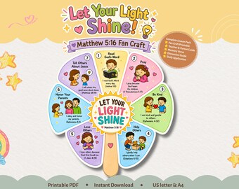 Bastelidee: Lass dein Licht leuchten | Matthäus 5,16 (Sommerbastelprojekt) | Sonntagsschulaktivität | Arbeitsblatt für die Kinderbibelwoche | Unterrichtsmaterial für den Heimunterricht (PDF) CPD124